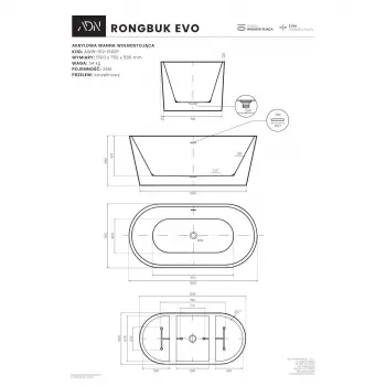 Wanna wolnostojąca AD Naturalnie RONGBUK EVO 150cm